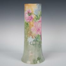 Belleek Willets Tall Porcelain Vase, Hand-Painted Roses