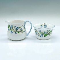 2pc Shelley Bone China Sugar Bowl and Creamer, Harebell