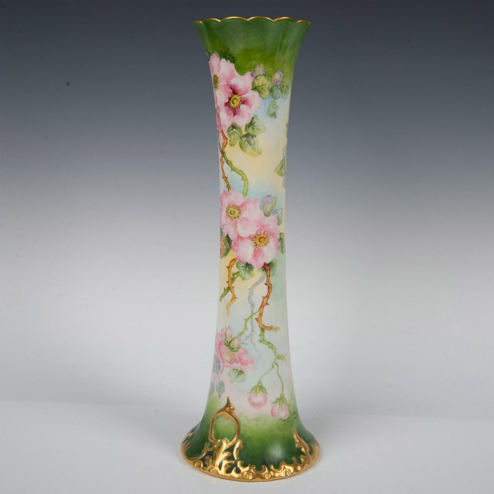 Antique Belleek Willets Porcelain Rose Vase - Image 2 of 6