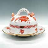 Herend Porcelain Butter Dish, Rust Chinese Bouquet