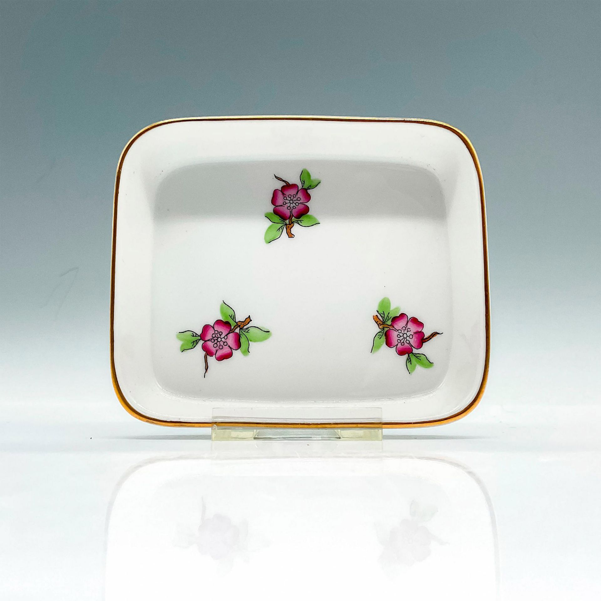 Herend Porcelain Ring Tray, Pink Flowers