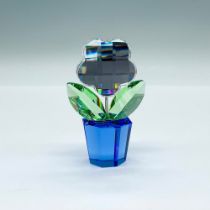 Swarovski Crystal Figurine, Clear Flower in Blue Pot