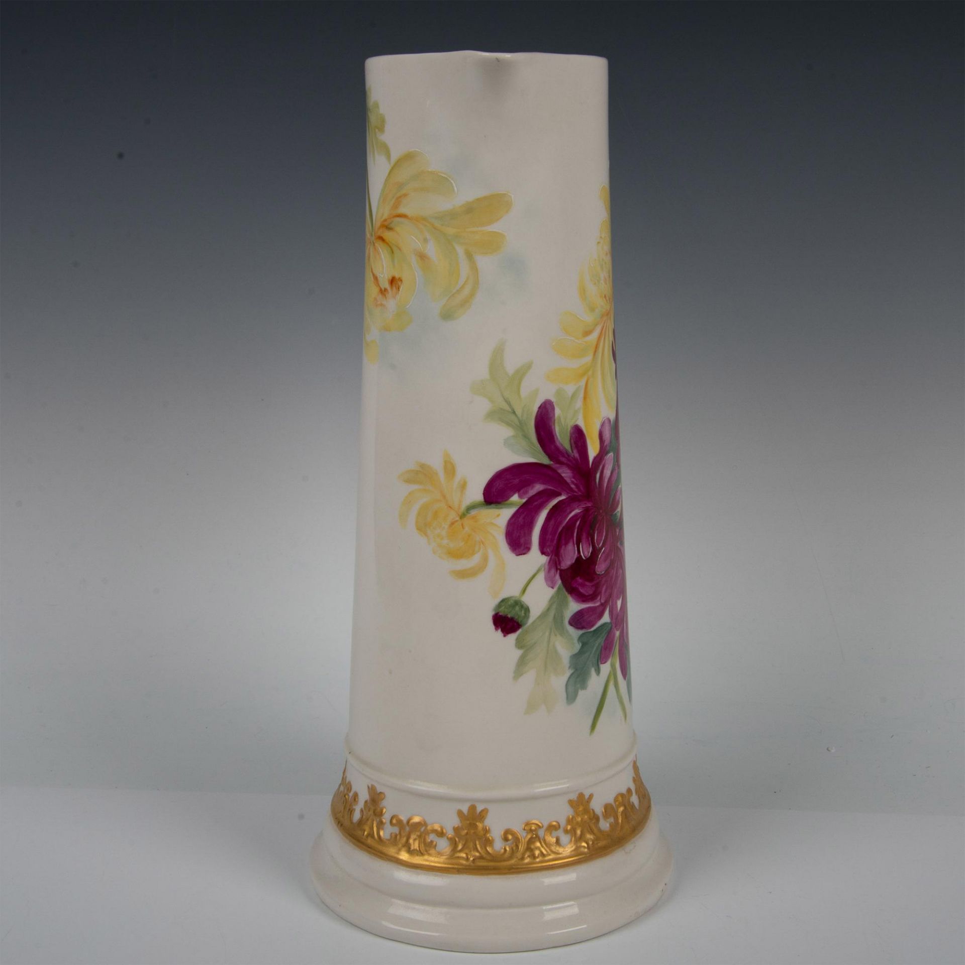 American Belleek Porcelain Tall Tankard, Yellow Mums - Image 3 of 6
