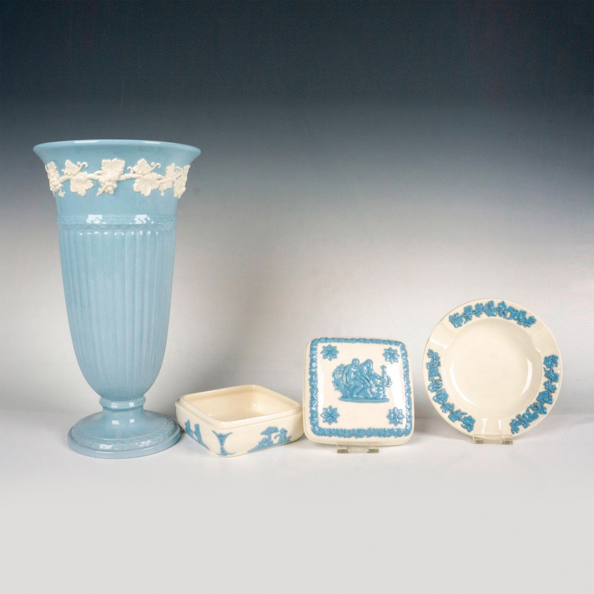 3pc Wedgwood & Barlaston Embossed Queen's Ware Grouping - Image 2 of 3