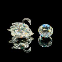 2pc Swarovski Crystal Swan Figurine and Paperweight