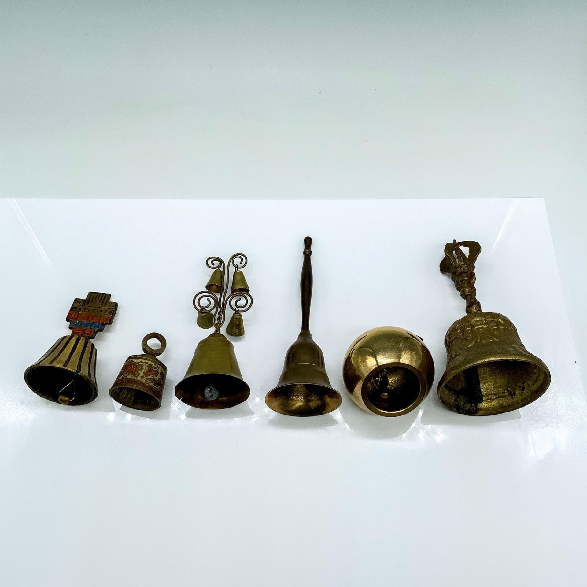 6pc Set of Vintage Brass and Bronze Bells - Image 2 of 2