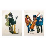 Pacheco, Two Original Lithographs on Paper, Jazz, Signed