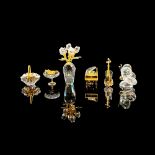 6pc Swarovski Crystal Figurines, Various, Gold Accents