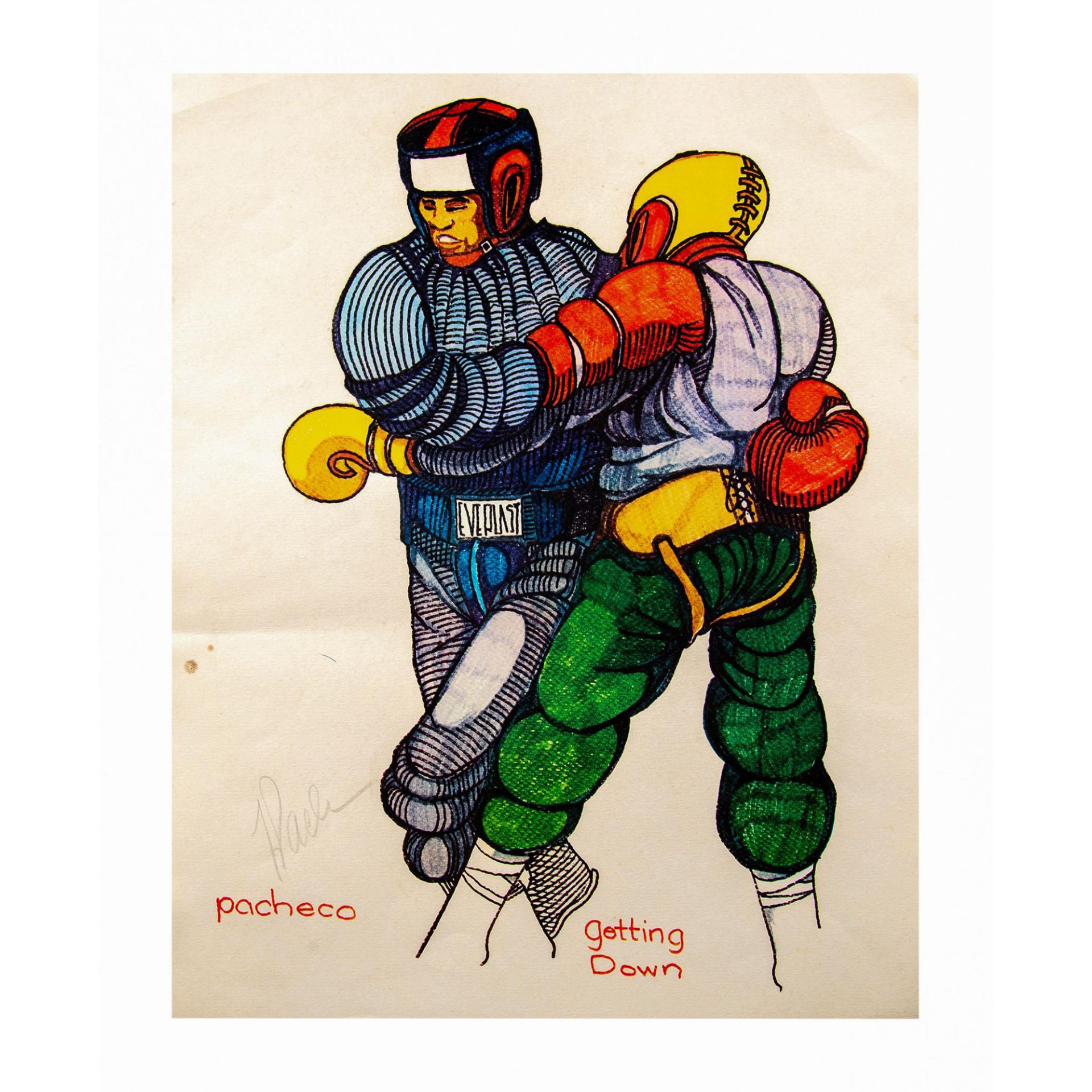 Pacheco, Two Original Lithographs on Paper, Boxing, Signed - Bild 5 aus 7