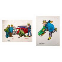 Pacheco, Two Original Color Lithographs on Paper, Signed