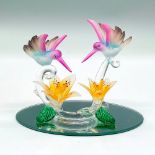Glass Figurine, Hummingbirds and Flowers