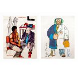 Pacheco, Two Original Lithographs on Paper, Boxing, Signed