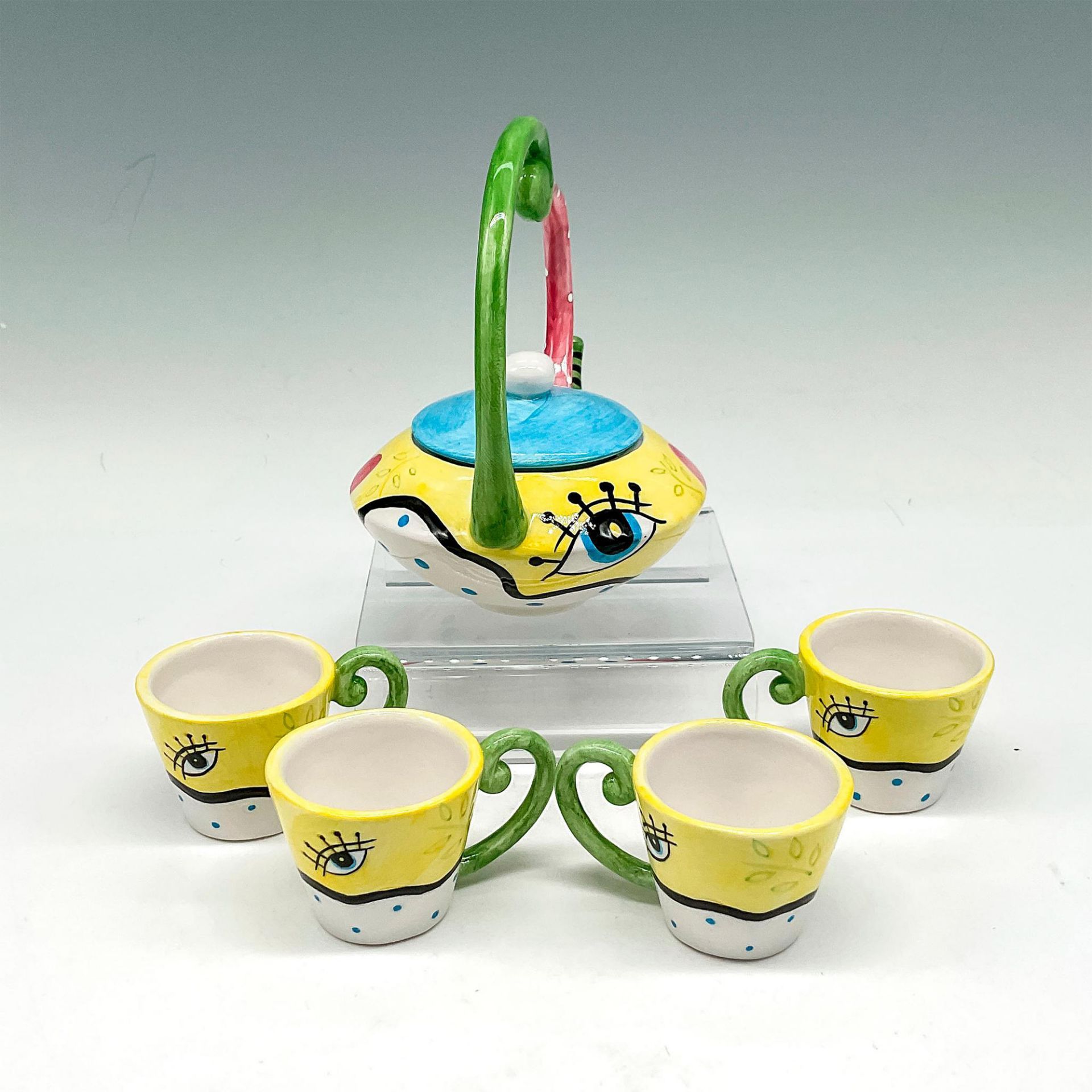 5pc Miniature Ceramic Teapot and Cups - Image 2 of 2
