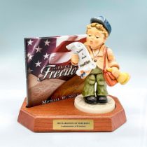 3pc Goebel Hummel Porcelain Figurine and Base, Freedom