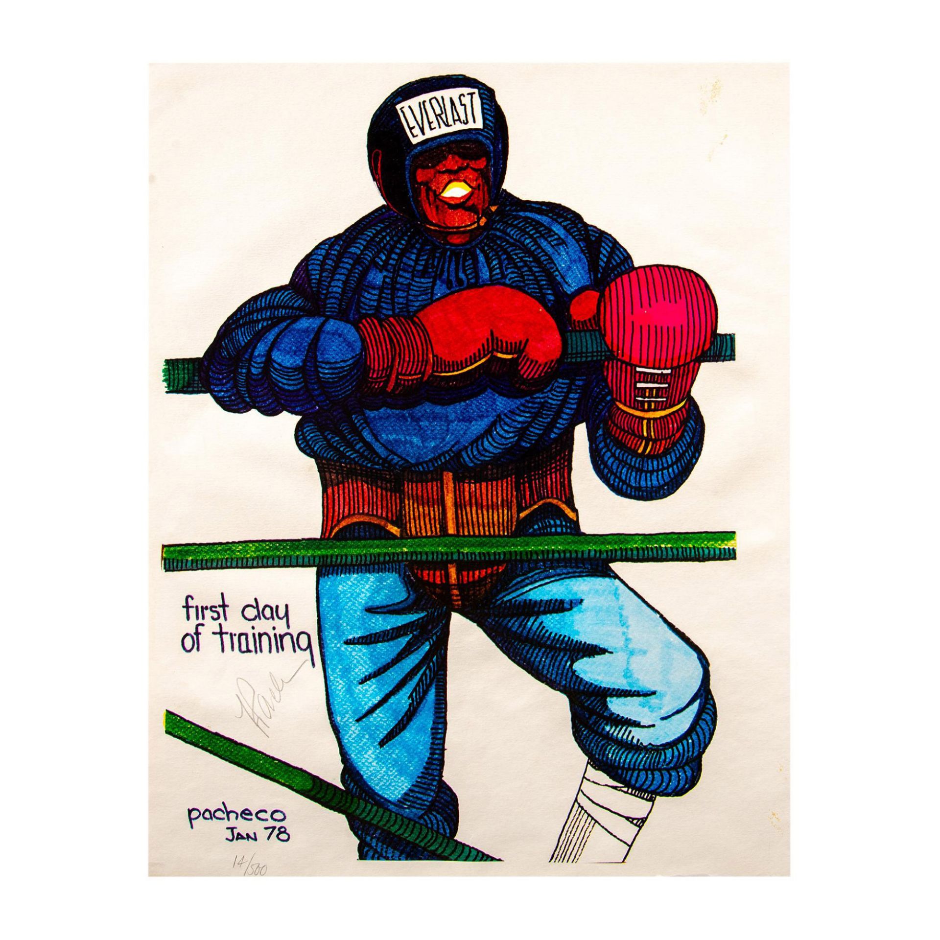Pacheco, Two Original Lithographs on Paper, Boxing, Signed - Bild 2 aus 7