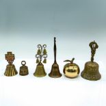 6pc Set of Vintage Brass and Bronze Bells