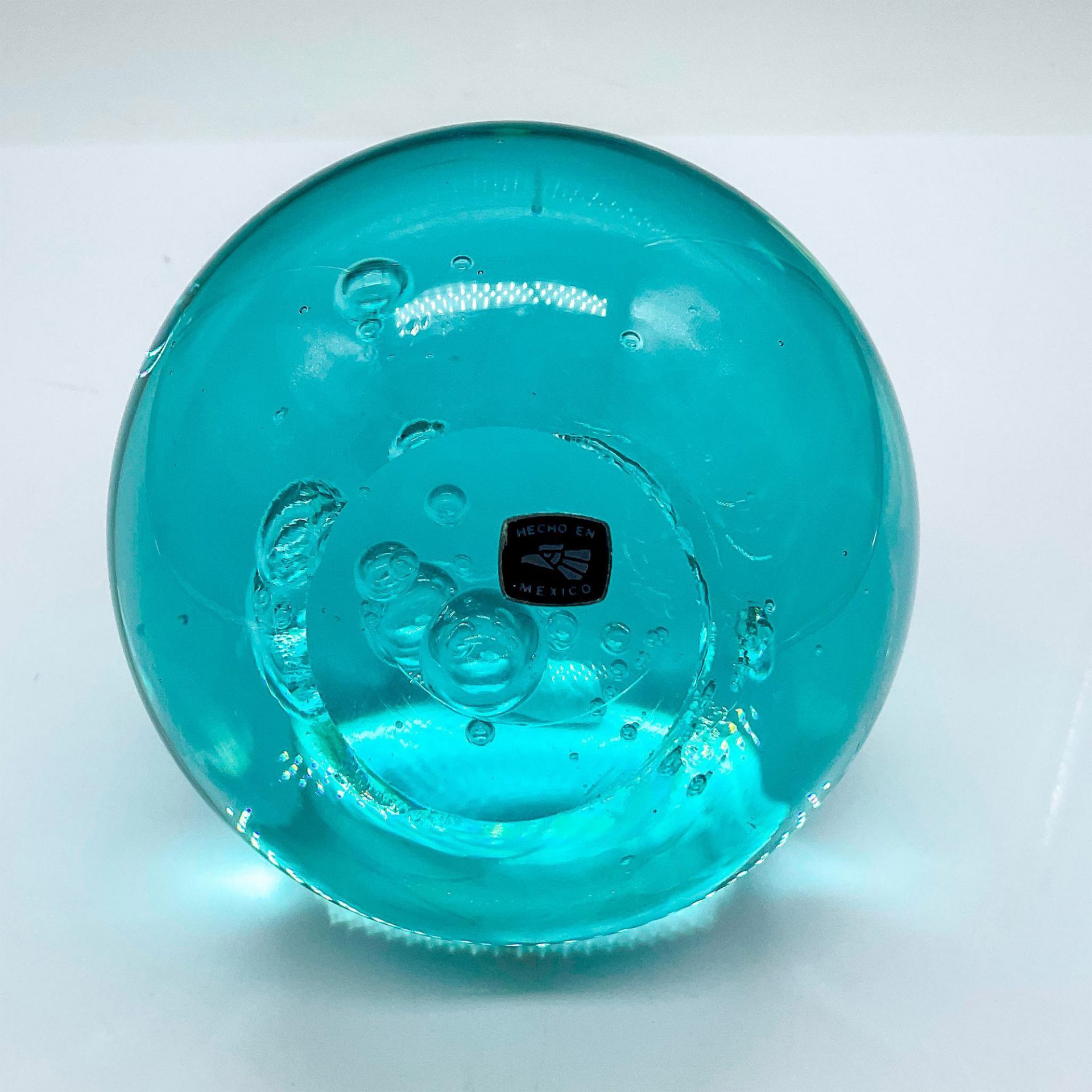 Mexican Glass Blue Orb Paperweight - Bild 3 aus 3