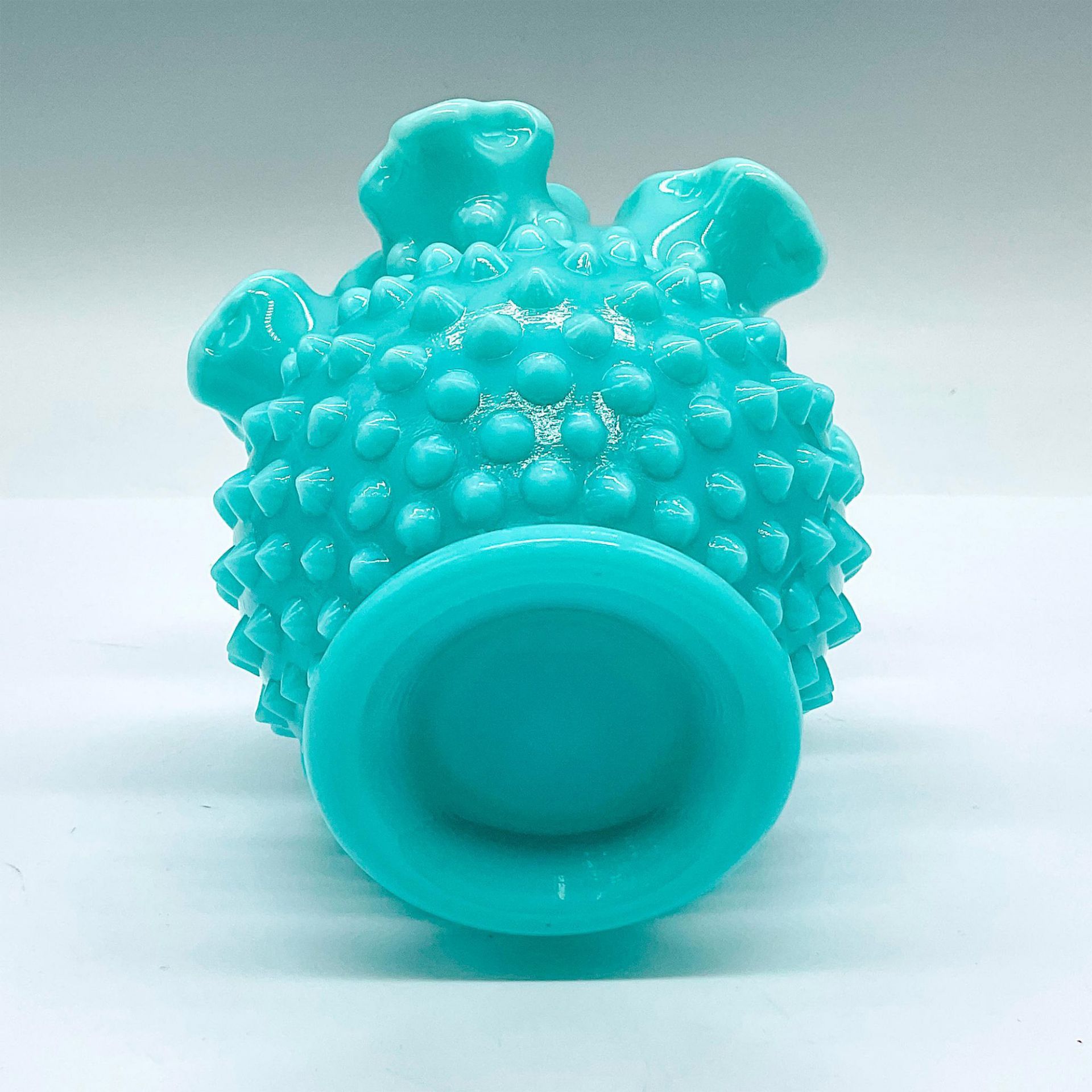 Vintage Fenton Turquoise Milk Glass Hobnail Vase - Image 3 of 3