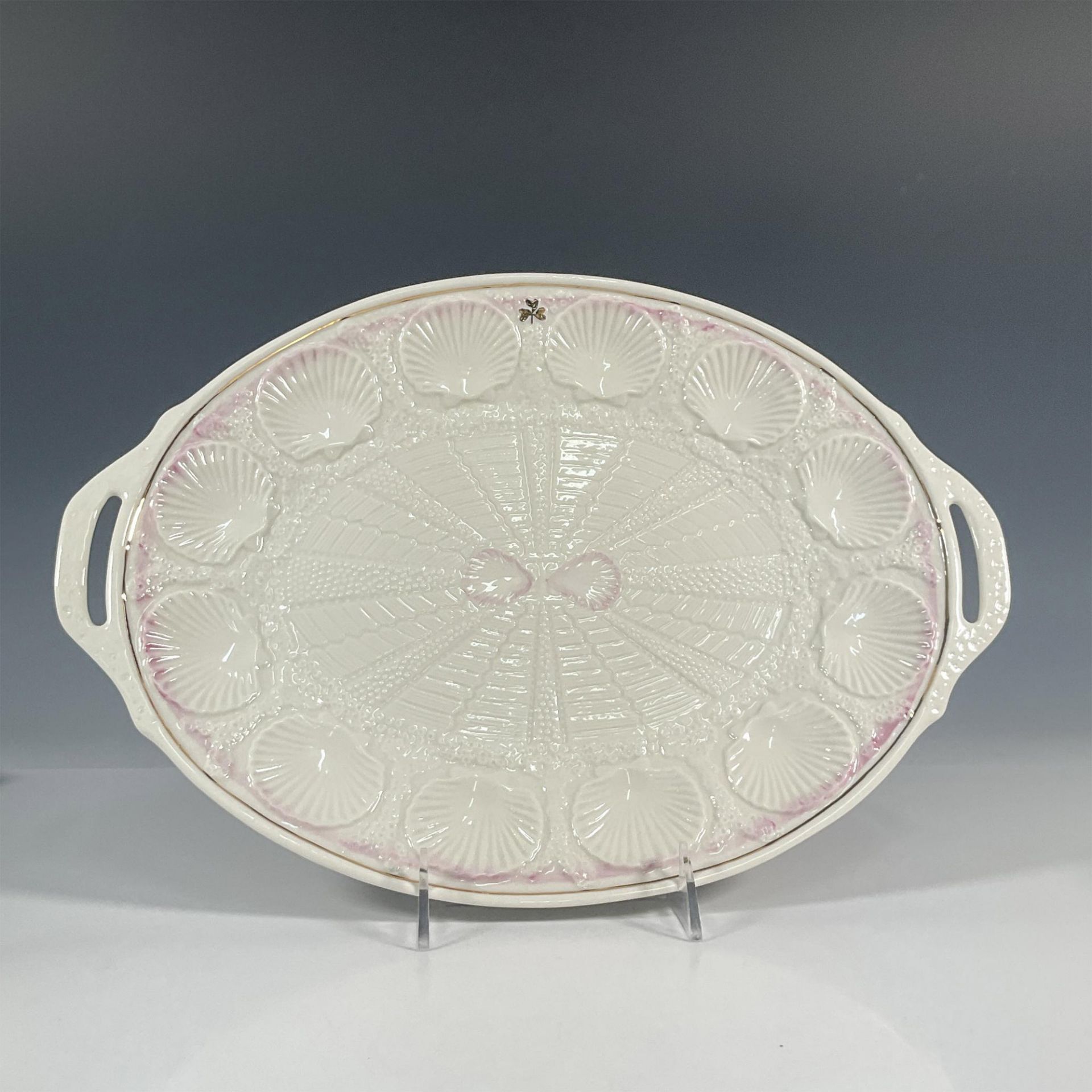 6pc Belleek Pottery Porcelain Tableware, Tridacna Pink - Image 3 of 8