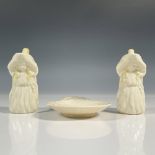 3pc Belleek Porcelain Creamers and Butter Dish