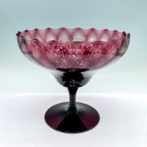 Vintage Purple Glass Lattice Compote Bowl