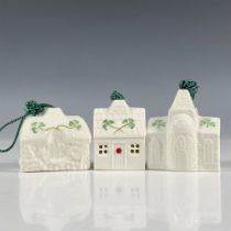 3pc Belleek Porcelain Shamrock Christmas Bell Ornaments
