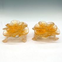 2pc Murano Venetian Art Glass Gold Candle Holders