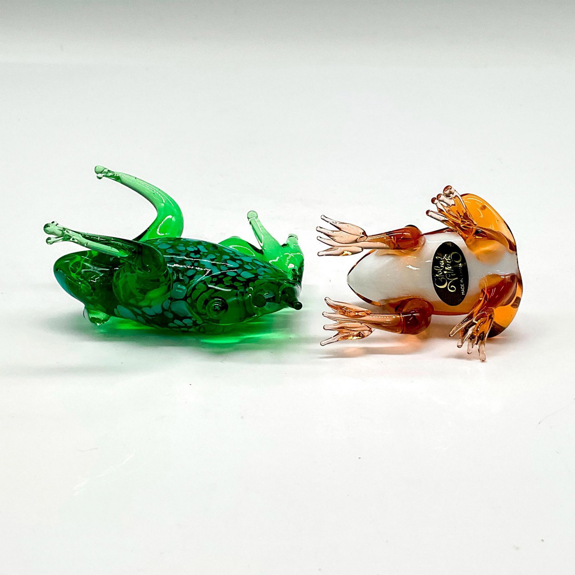 2pc Global Village Art Glass Figurines, Frogs - Image 3 of 3
