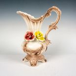 Vintage Capodimonte Pitcher, Red and Yellow Roses