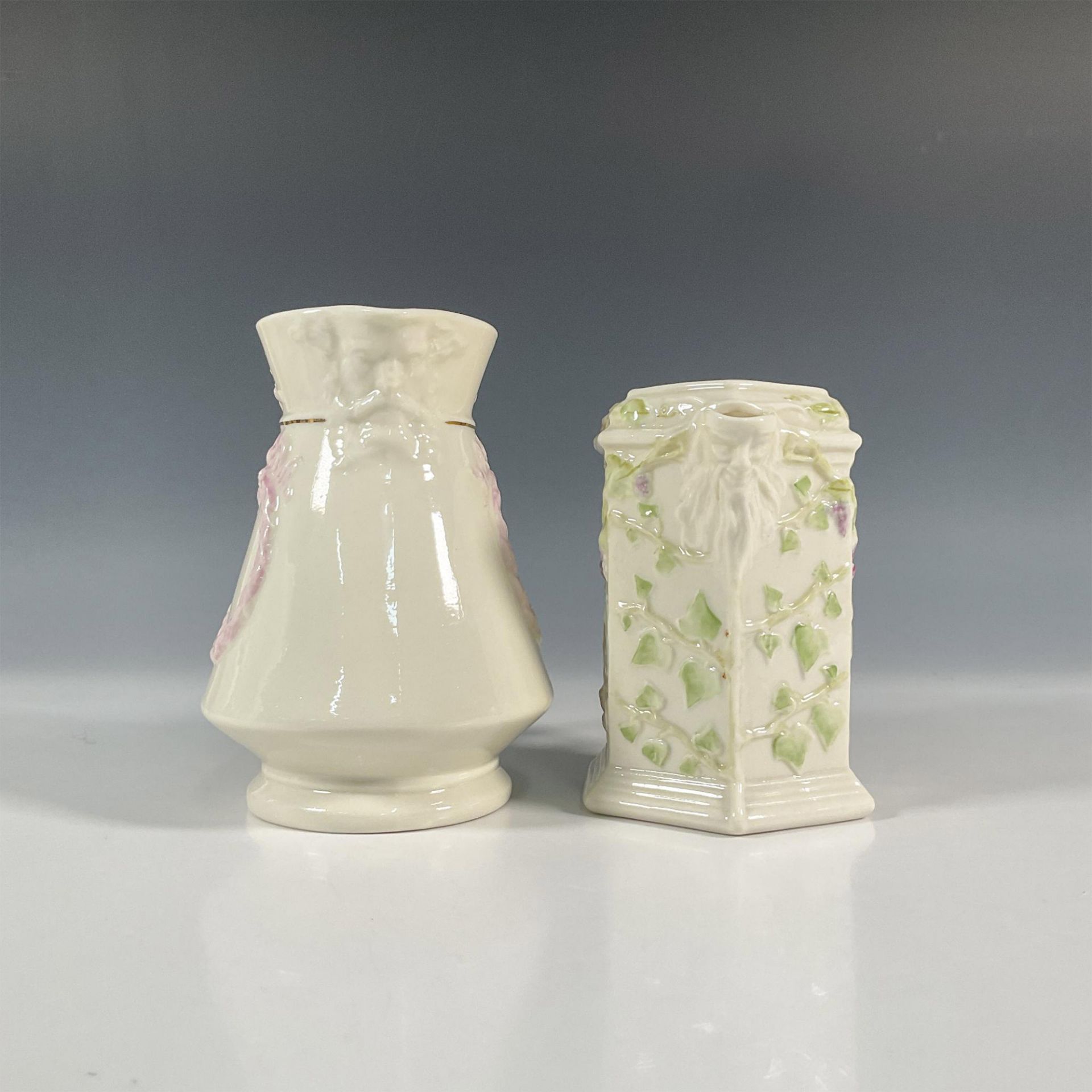2pc Belleek Porcelain Florence Pitcher and Vine Jug - Image 4 of 5