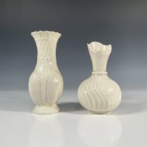 2pc Belleek Pottery Porcelain Vases
