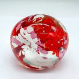 Murano Art Glass Floral Paperweight, Signed