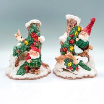 Pair of Fitz and Floyd Pottery Christmas Candlestick Holders