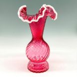 Vintage Fenton Cranberry Snow Crest Vase