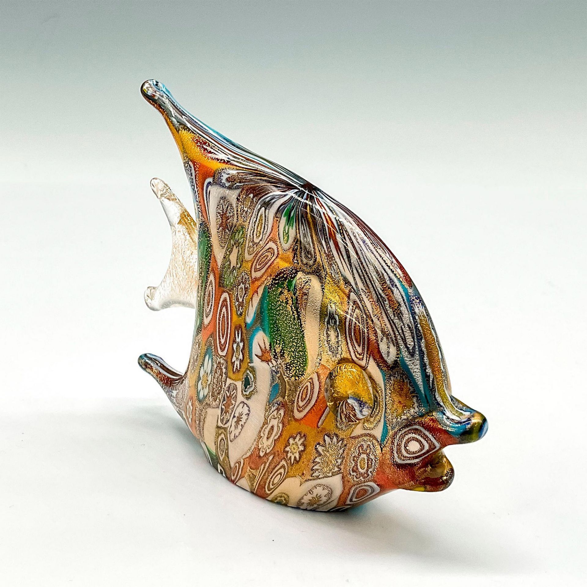 Unique Murano Glass Figurine, Golden Quilt Millefiori Fish - Image 2 of 3