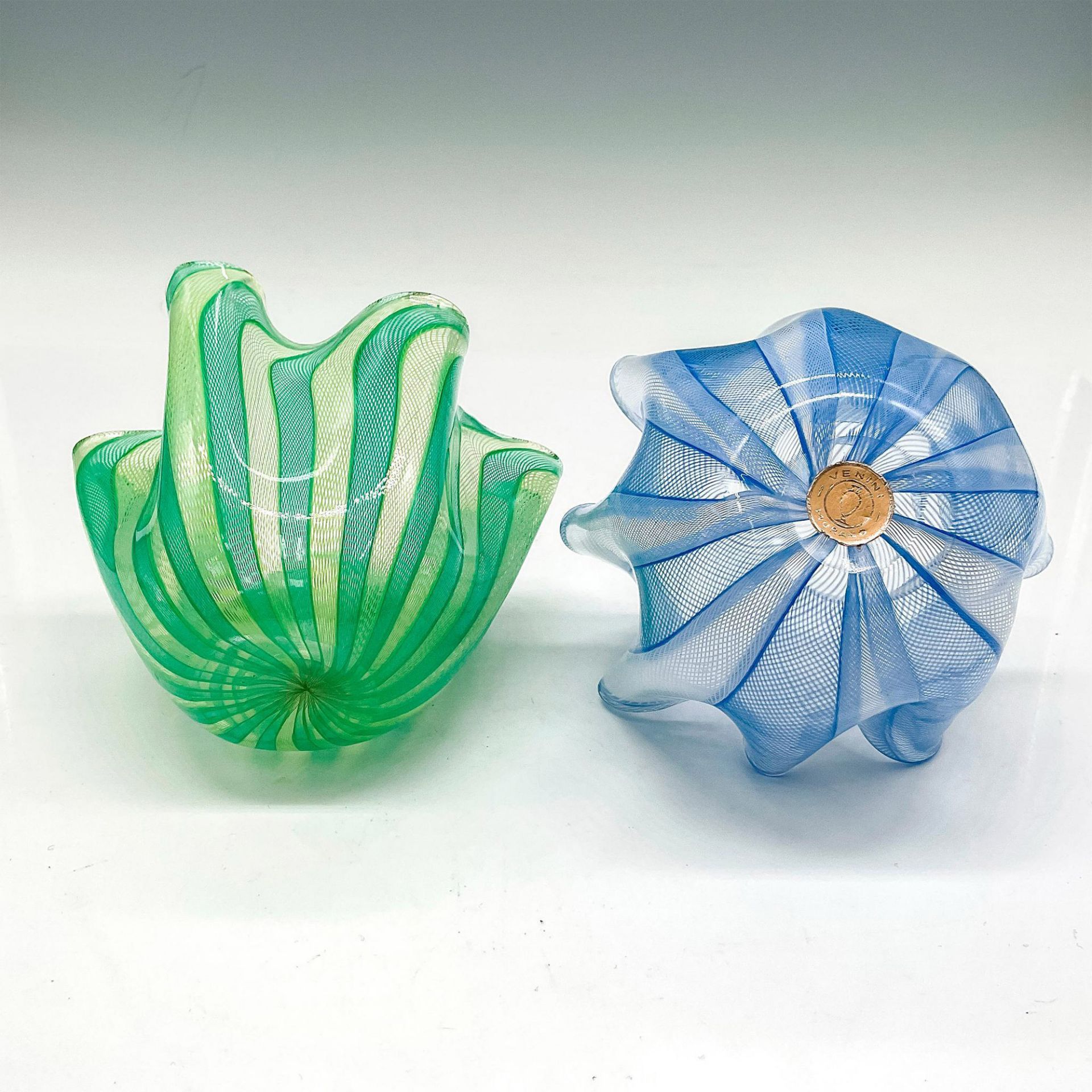 2pc Murano Venini Glass Handkerchief Bowls - Bild 3 aus 3