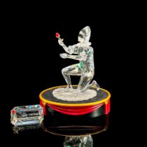 3pc Swarovski Crystal Figurine, Harlequin, Base + Plaque