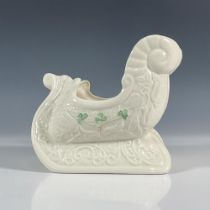 Belleek Pottery Porcelain Sleigh Centerpiece, Shamrock