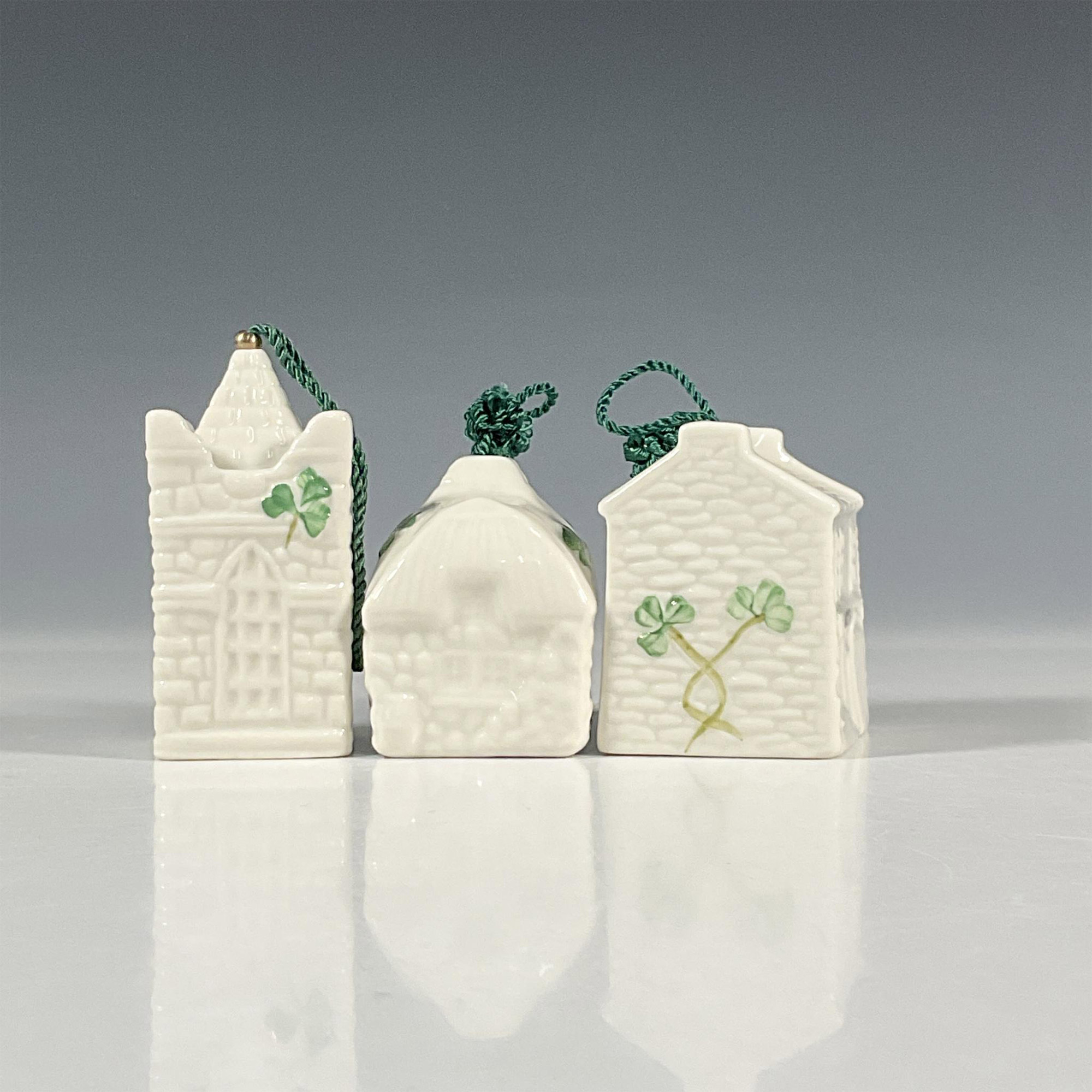 3pc Belleek Porcelain Christmas Bell Ornaments - Image 3 of 4