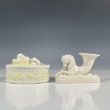 2pc Belleek Pottery Porcelain Lidded Box and Vase