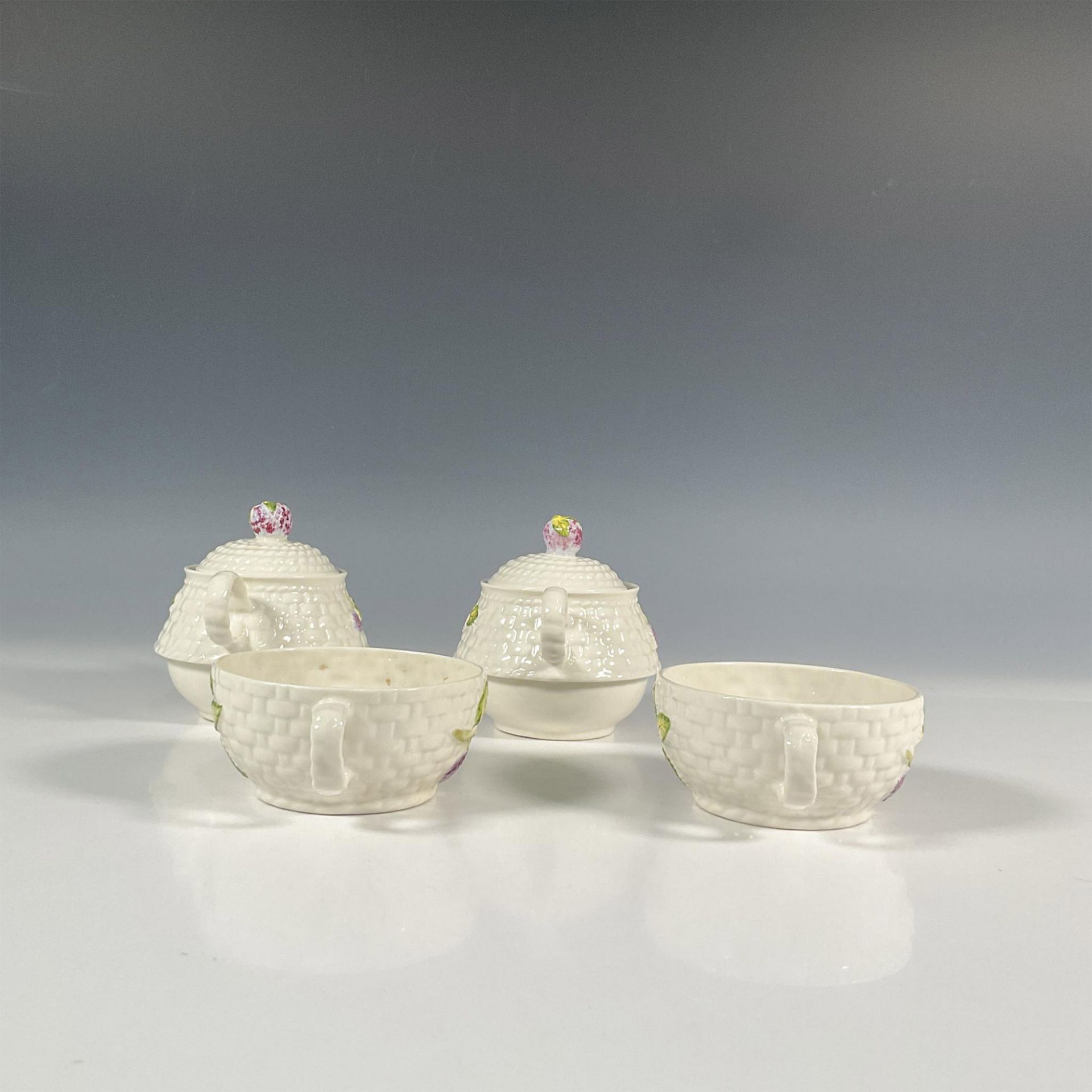 4pc of Belleek Porcelain Lidded Teapots with Cups Set - Image 4 of 7