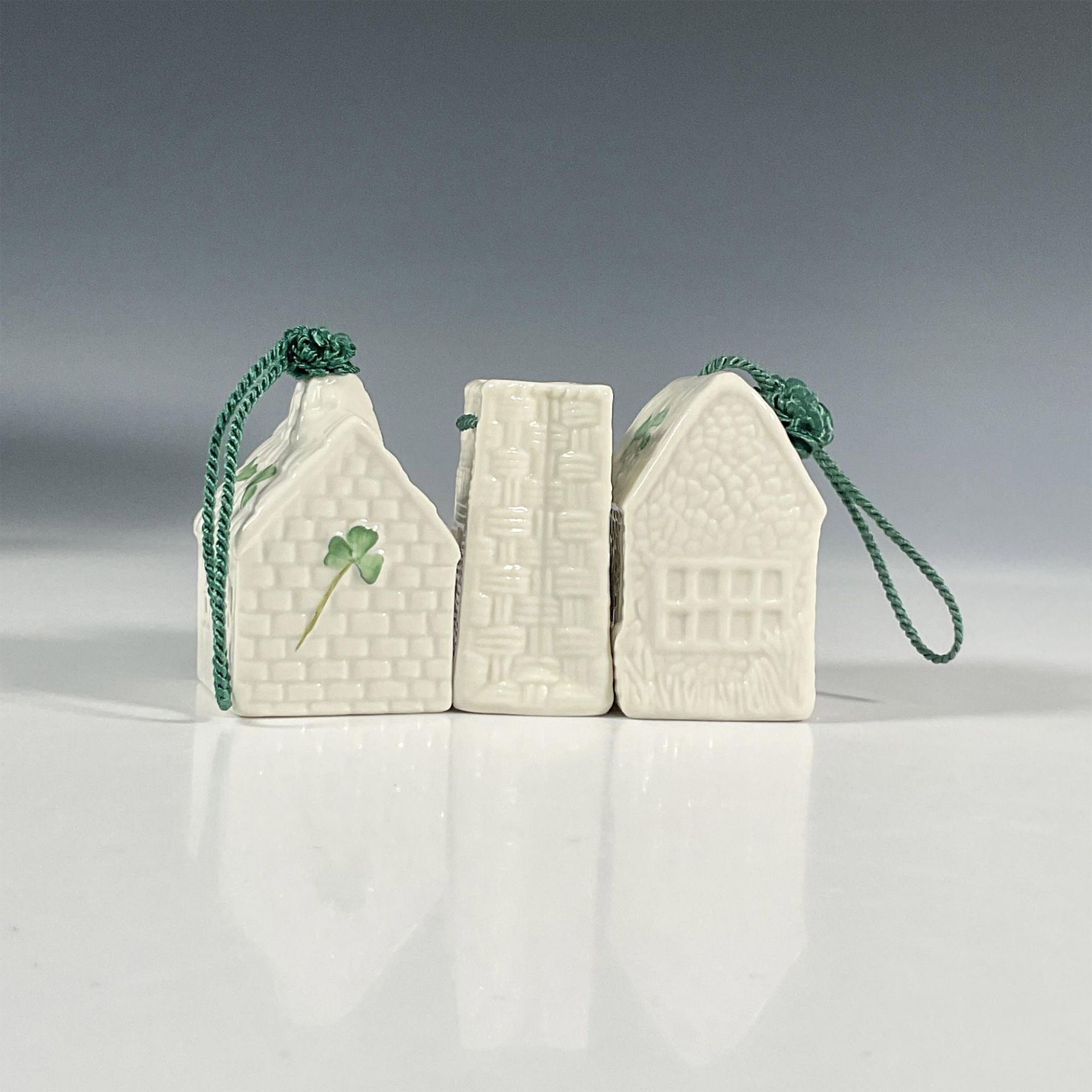 3pc Belleek Porcelain Shamrock Christmas Ornaments - Image 3 of 6