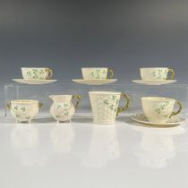 11pc Belleek Pottery Porcelain Tea Set, Shamrock