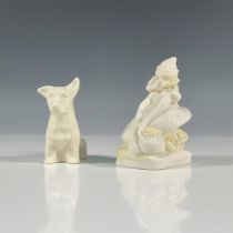 2pc Belleek Pottery Porcelain Figurines