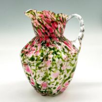 Fenton Glass Pitcher, Vasa Murrhina Rose + Aventurine Green