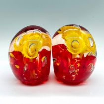 2pc Murano Art Glass Floral Bookends