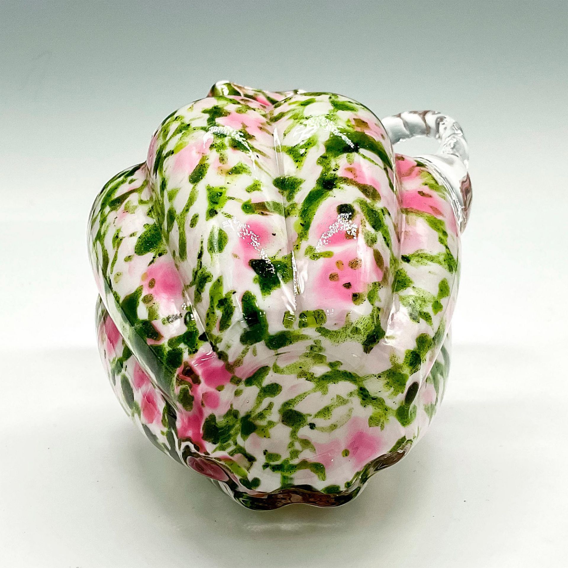 Fenton Glass Pitcher, Vasa Murrhina Rose + Aventurine Green - Image 3 of 3