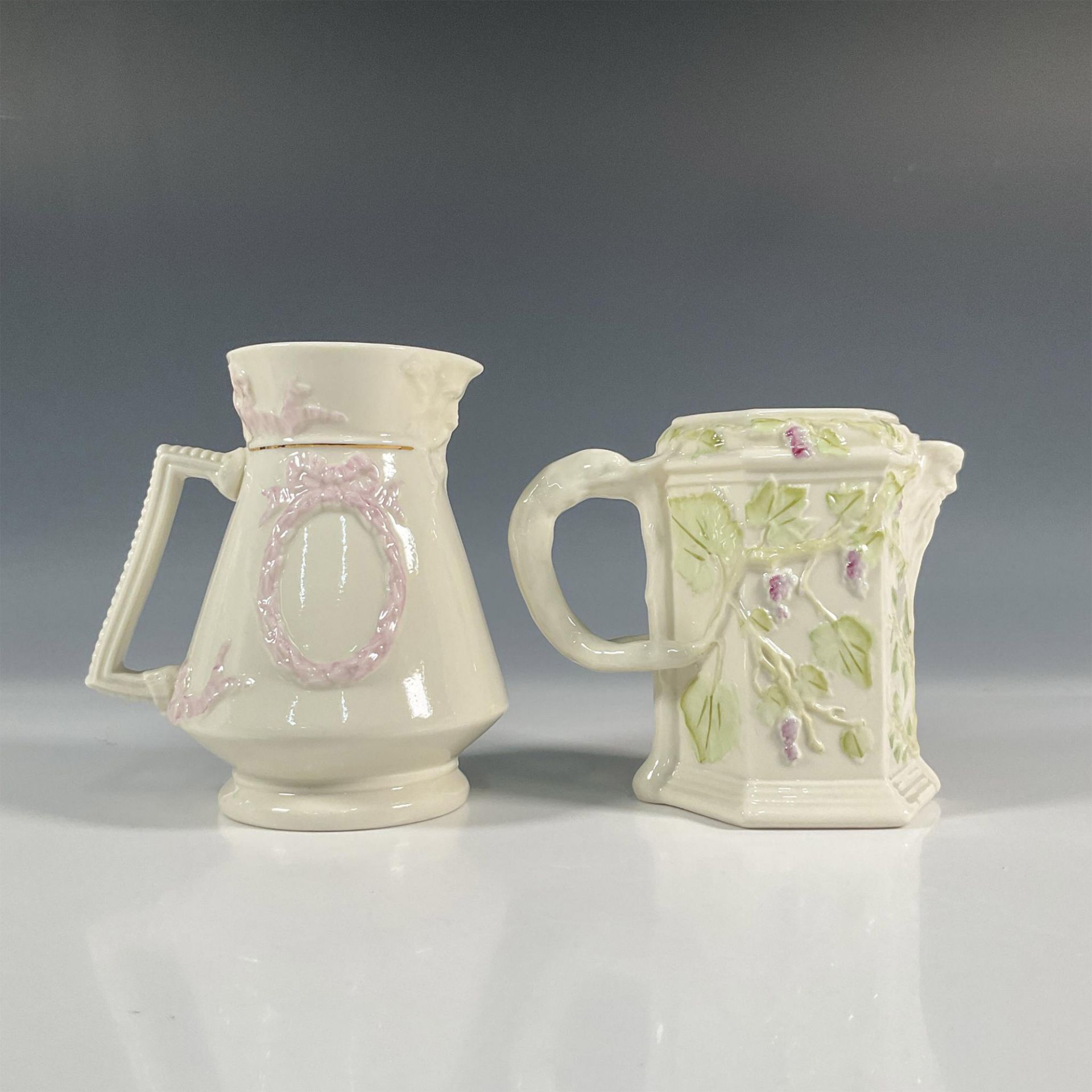 2pc Belleek Porcelain Florence Pitcher and Vine Jug - Image 2 of 5