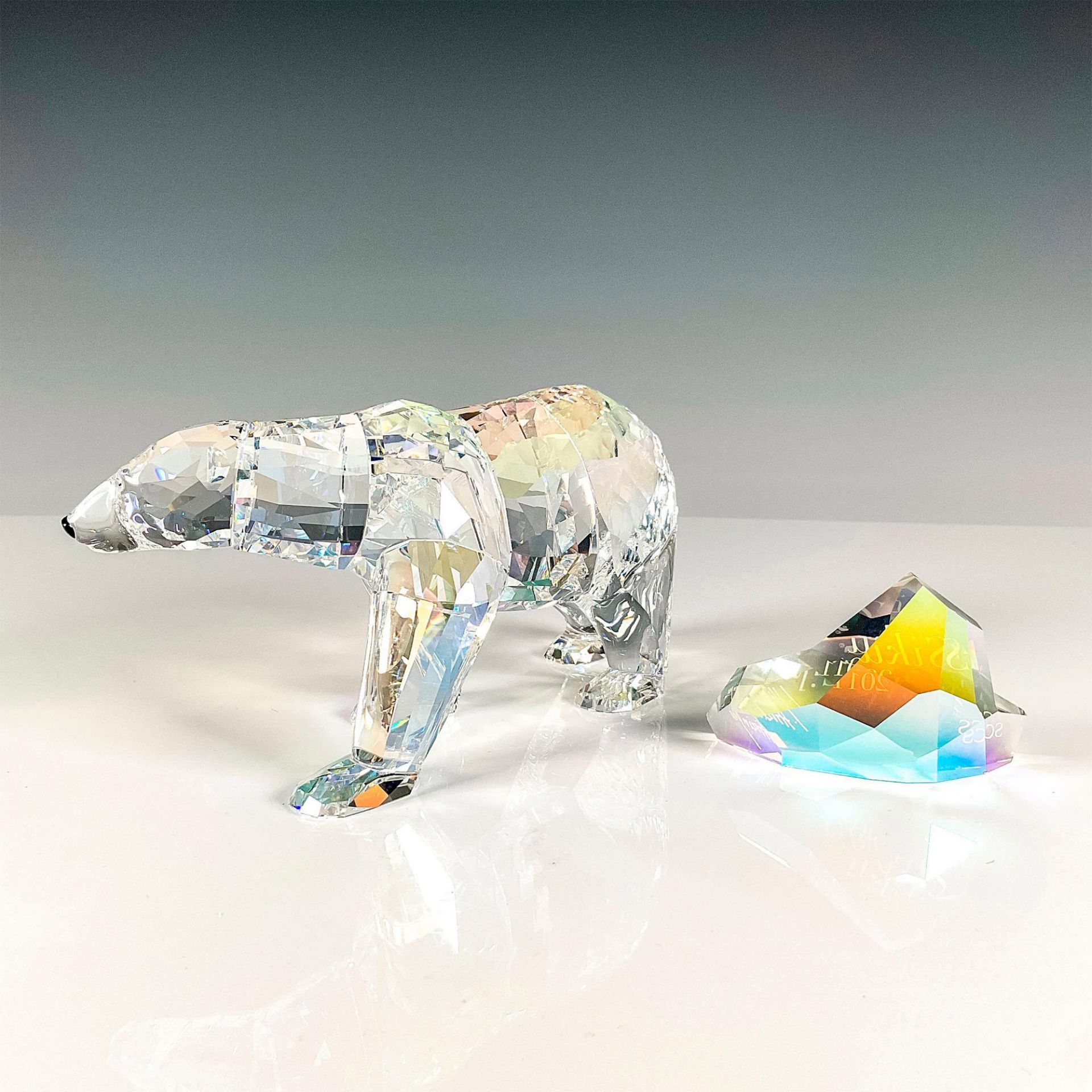2pc Swarovski Crystal Figurine Siku Polar Bear with Plaque - Image 2 of 4