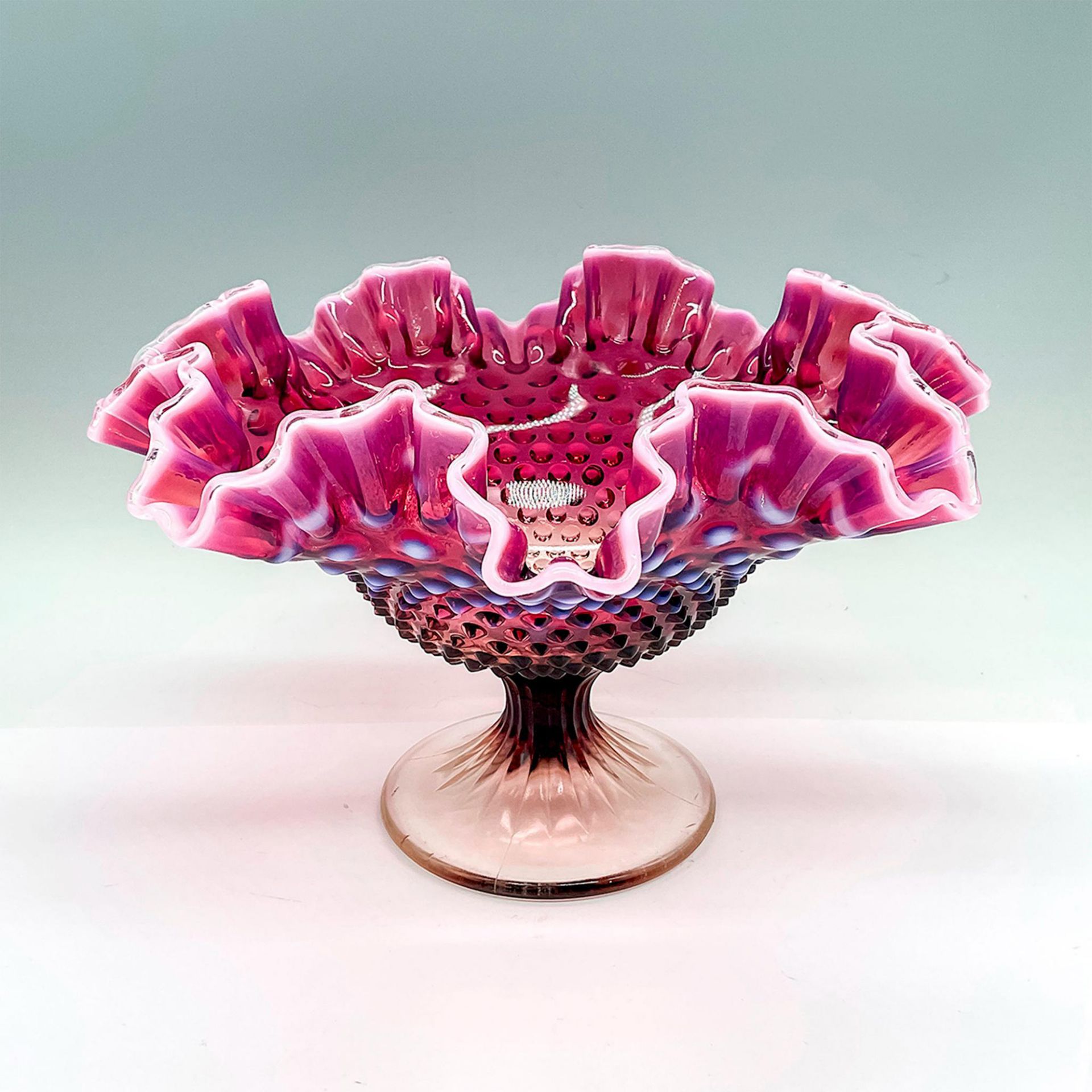 Fenton Glass Opalescent Footed Bowl, Hobnail Plum - Image 2 of 3
